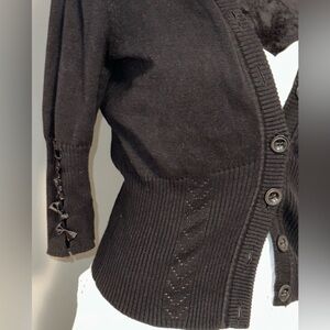 Elementz - Black Cropped Cardigan w/ Bow Accents - Sz S